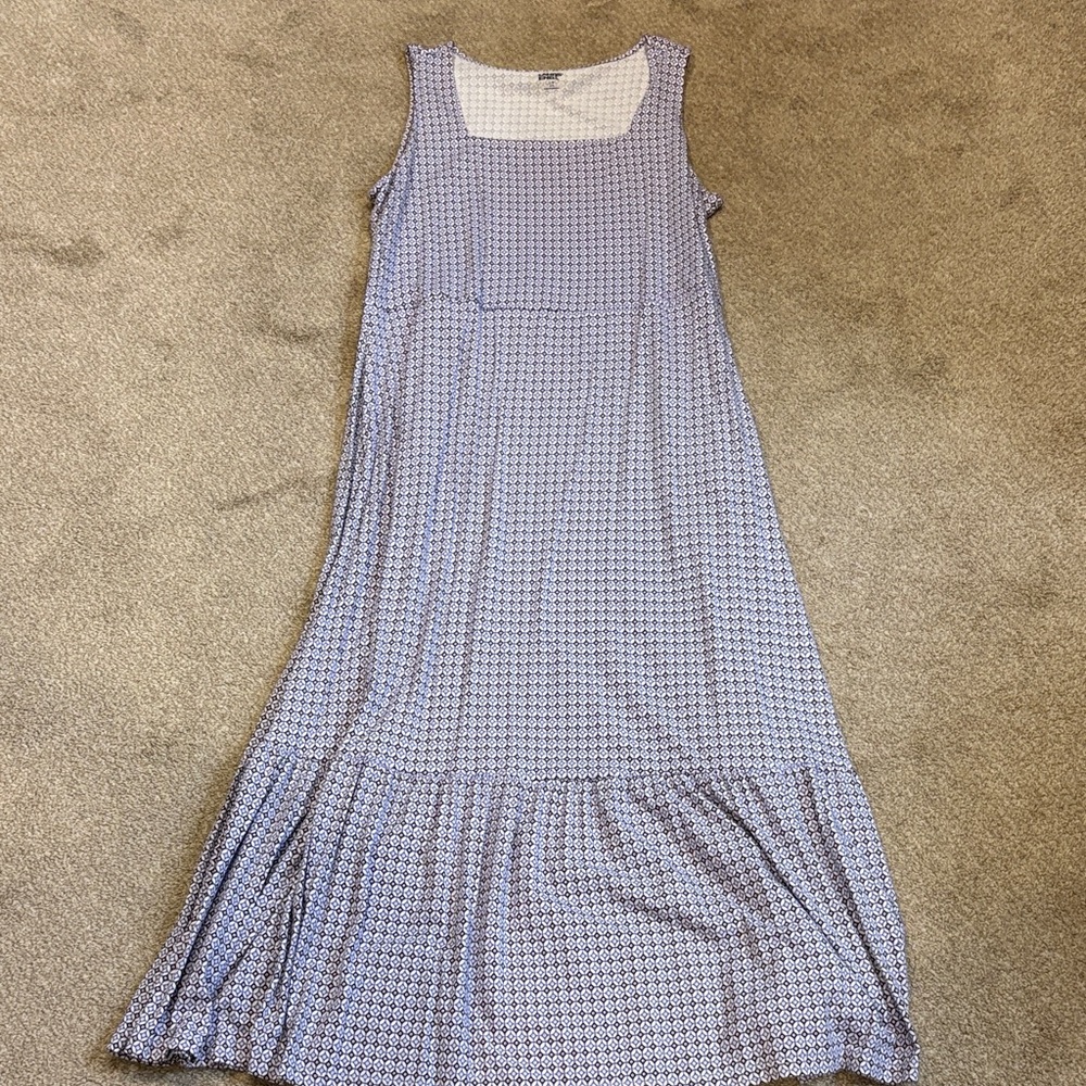Lands' End Sleeveless Purple Pattern Maxi Dress